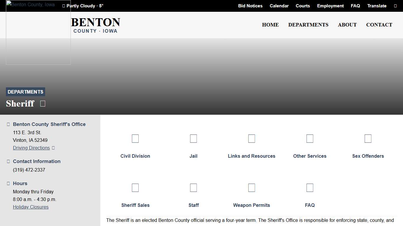 Sheriff - Benton County, Iowa